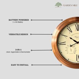 Marco Paul Large 40cm Copper Garden Indoor Outdoor Wall Clock - thumbnail 4