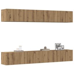 Berkfield Home Wall Mounted TV Cabinets 4 pcs Artisan Oak 100x30x30 cm in Brown - Size: 100 x 30 x 30 cm - thumbnail 1