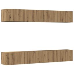 Berkfield Home Wall Mounted TV Cabinets 4 pcs Artisan Oak 100x30x30 cm in Brown - Size: 100 x 30 x 30 cm - thumbnail 2