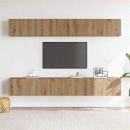 Berkfield Home Wall Mounted TV Cabinets 4 pcs Artisan Oak 100x30x30 cm in Brown - Size: 100 x 30 x 30 cm - thumbnail 3