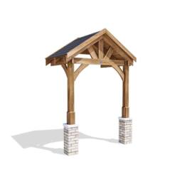 Dunster House Wooden Porch Canopy Kit 2m x 1.5m Black Shingles Half Height 2 Post in Brown - thumbnail 1