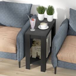 Kelvenix 2-Tier Narrow Side Table Sofa Skinny End Table in Black - Size: 0.6m2 - thumbnail 4