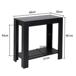 Kelvenix 2-Tier Narrow Side Table Sofa Skinny End Table in Black - Size: 0.6m2 - thumbnail 2