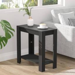 Kelvenix 2-Tier Narrow Side Table Sofa Skinny End Table in Black - Size: 0.6m2 - thumbnail 3
