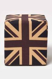 Homescapes Cotton Cube Pouffe Vintage Union Jack - thumbnail 1