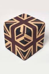 Homescapes Cotton Cube Pouffe Vintage Union Jack - thumbnail 3