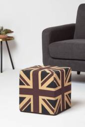 Homescapes Cotton Cube Pouffe Vintage Union Jack - thumbnail 2