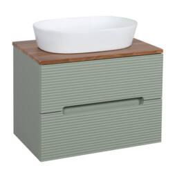 Bathroom Kingdom Monza Green & Walnut Fluted Wall Hung Vanity Basin 600mm