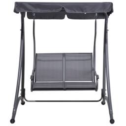 Wyld and Coco 2 Seater Garden Swing Grey Fabric Powder Coat Steel Adjustable - thumbnail 4