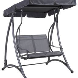Wyld and Coco 2 Seater Garden Swing Grey Fabric Powder Coat Steel Adjustable - thumbnail 2