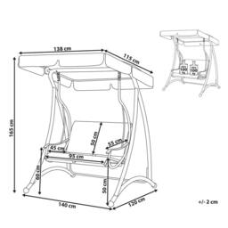 Wyld and Coco 2 Seater Garden Swing Grey Fabric Powder Coat Steel Adjustable - thumbnail 3