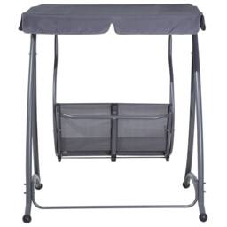 Wyld and Coco 2 Seater Garden Swing Grey Fabric Powder Coat Steel Adjustable - thumbnail 6