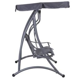 Wyld and Coco 2 Seater Garden Swing Grey Fabric Powder Coat Steel Adjustable - thumbnail 5
