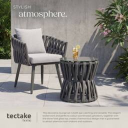 tectake Lugano Set In Rope Design, Aluminum Frame, Screw-On Legs in Dark Grey - Size: 1 Seater - thumbnail 4