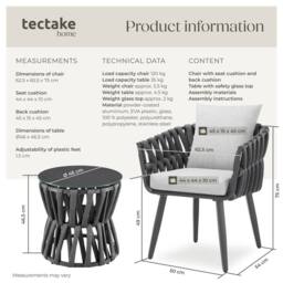 tectake Lugano Set In Rope Design, Aluminum Frame, Screw-On Legs in Dark Grey - Size: 1 Seater - thumbnail 6