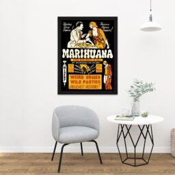 "Artery8 Wall Art Print Political Drug Abuse Marijuana Weed Weird Cool Large Framed Wall Décor Art in Light Oak - Size: W18"" x H24""" - thumbnail 2
