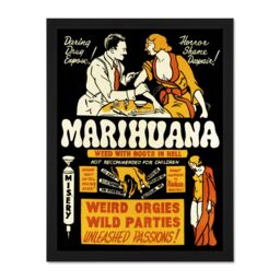 "Artery8 Wall Art Print Political Drug Abuse Marijuana Weed Weird Cool Large Framed Wall Décor Art in Light Oak - Size: W18"" x H24""" - thumbnail 1