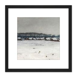 Artery8 Van Ruisdael Winter Landscape Snow Trees Painting 8X8 Inch Square Wooden Framed Wall Art Print Picture with Mount in Black - thumbnail 1