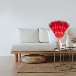 Shatchi 45cm Prelit Pampas Grass Warm White LEDs Battery-Operated Christmas Artificial Flowers for Boho Room Decorations in Red - thumbnail 4
