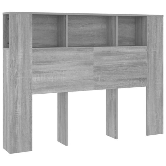 Berkfield Home Headboard Cabinet Grey Sonoma 140x18.5x104.5 cm - image 1