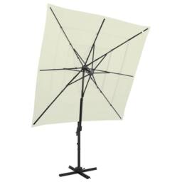 Berkfield Home Harmful 4-Tier Parasol with Aluminium Pole Sand 250x250 cm in Beige - thumbnail 2