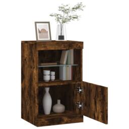 Berkfield Home Sideboard with LED Lights Smoked Oak 41x37x67 cm in Brown - Size: 41 x 37 x 67 cm - thumbnail 5