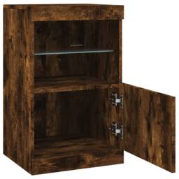 Berkfield Home Sideboard with LED Lights Smoked Oak 41x37x67 cm in Brown - Size: 41 x 37 x 67 cm - thumbnail 7