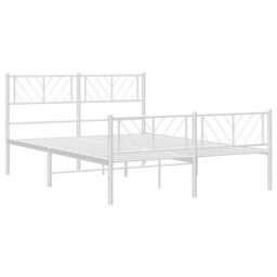 Berkfield Home Metal Bed Frame with Headboard & Footboard White 135x190 cm Double - thumbnail 4