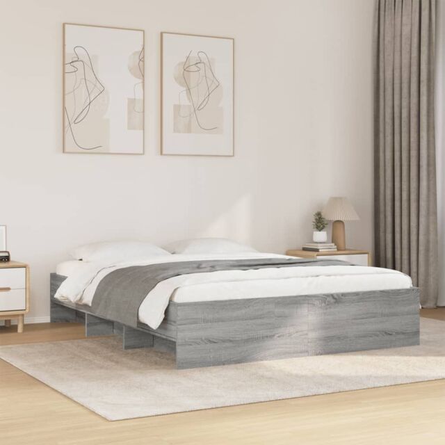 Berkfield Home Bed Frame without Mattress Grey Sonoma 160x200 cm Engineered Wood - image 1