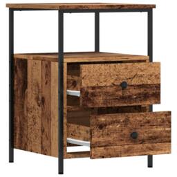 Berkfield Home Modern Bedside Cabinet Old Wood 34x35.5x50 cm Engineered Wood in Brown - thumbnail 7