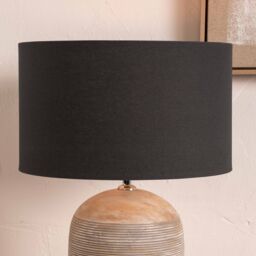 Ruma Dark Grey Cylinder Cotton Lamp Shade for Table Lamps & Floor Lamps - Size: 16 inches
