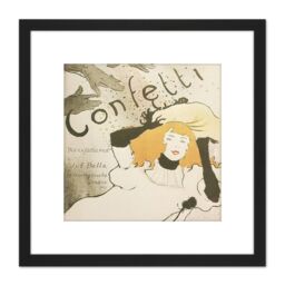 Artery8 Toulouse-Lautrec Bella Confetti Advert 8X8 Inch Square Wooden Framed Wall Art Print Picture with Mount in Black - thumbnail 1