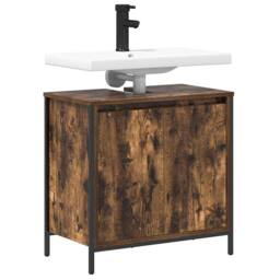 Berkfield Home Modern Bathroom Basin Cabinet Smoked Oak 60x34.5x60 cm in Brown - thumbnail 4