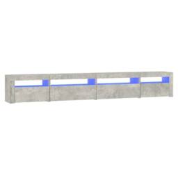 Berkfield Home TV Cabinet with LED Lights Concrete Grey 270x35x40 cm - Size: 270 x 35 x 40 cm