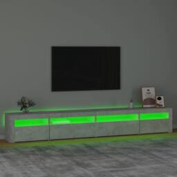 Berkfield Home TV Cabinet with LED Lights Concrete Grey 270x35x40 cm - Size: 270 x 35 x 40 cm - thumbnail 4