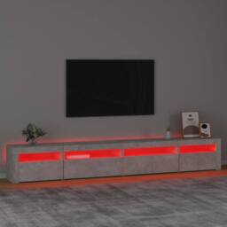 Berkfield Home TV Cabinet with LED Lights Concrete Grey 270x35x40 cm - Size: 270 x 35 x 40 cm - thumbnail 5