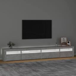 Berkfield Home TV Cabinet with LED Lights Concrete Grey 270x35x40 cm - Size: 270 x 35 x 40 cm - thumbnail 3