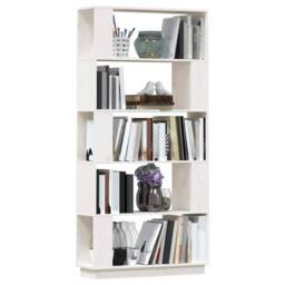 Berkfield Home Book Cabinet/Room Divider White 80x25x163.5 cm Solid Wood Pine - thumbnail 4
