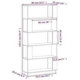 Berkfield Home Book Cabinet/Room Divider White 80x25x163.5 cm Solid Wood Pine - thumbnail 8