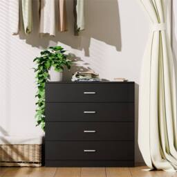 Nordara 4Drawer Black Drawer Chest Of Drawers Metal Handles Runners Furniture - thumbnail 4