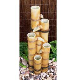 Primrose Bamboo Tubes Column Water Feature Fountain Cascade Outdoor Wood Effect in Beige - thumbnail 4