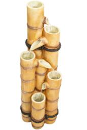 Primrose Bamboo Tubes Column Water Feature Fountain Cascade Outdoor Wood Effect in Beige - thumbnail 2