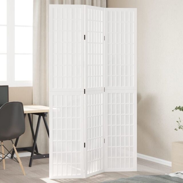 Berkfield Home Room Divider 3 Panels White Solid Wood Paulownia - image 1