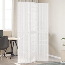 Berkfield Home Room Divider 3 Panels White Solid Wood Paulownia - thumbnail 1
