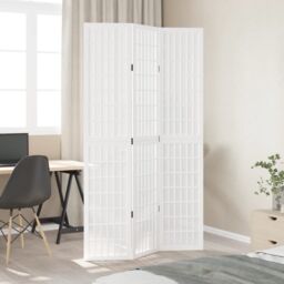 Berkfield Home Room Divider 3 Panels White Solid Wood Paulownia - thumbnail 3