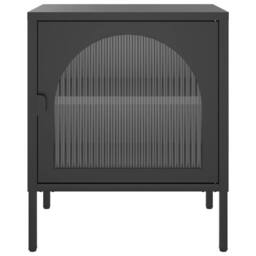 Berkfield Home Nightstand Black 50x35x60 cm Glass & Steel - Size: 50 x 35 x 60 cm - thumbnail 5