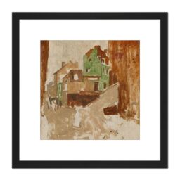Artery8 Breitner Street in Montmartre Paris Painting 8X8 Inch Square Wooden Framed Wall Art Print Picture with Mount in Black - thumbnail 1