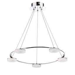 Netlighting Nimbus Pendant 5 Light 25W LED 3000K 2200lm Chrome Frosted Acrylic in Grey