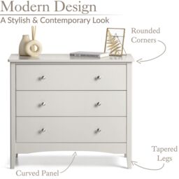 Christow Natural Chest of Drawers Modern 3 Drawer Bedroom Storage Unit Furniture Cabinet in Brown - thumbnail 5