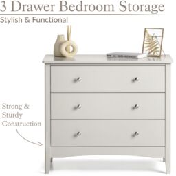 Christow Natural Chest of Drawers Modern 3 Drawer Bedroom Storage Unit Furniture Cabinet in Brown - thumbnail 3